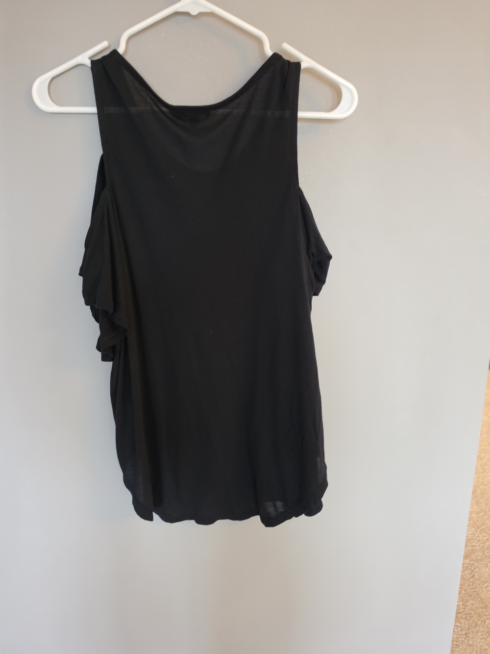 Express Black Ruffle Cold-Shoulder Tank - Picture 4 of 5